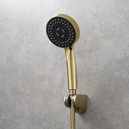 Brushed Gold Handheld Shower Head Holder ABS Wall Mount Shower Wand Hose Sprayer Holder Bracket, ST01J2 - style: Brushed Gold