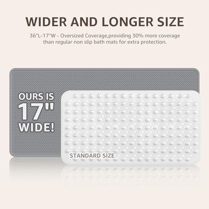 OTHWAY Bathtub Mat Non Slip, Extra Long Rubber Bath Mat for Tub, Machine Washable Shower Anti Slip Mat with 332 Strong Suction Cups (Grey, 36" x 17") - color: Grey, size: 36" x 17" (Rectangular)