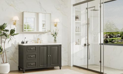 36 x 24 Brushed Nickel Recessed Medicine Cabinet, Assembly Required, Bathroom Mirror Medicine Cabinet, Lightweight Aluminum Frame， Stepless Adjustable Shelves, Tempered Glass - color: Brushed Nickel, size: 36x24 in