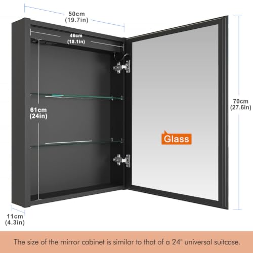20x28 Inch Right Hinge Aluminum LED Bathroom Medicine Cabinet with Mirror | Light Adjustment, Anti-Fog, Sockets&USBs, High Capacity, Easy to Install - color: Right Hinge-20*28