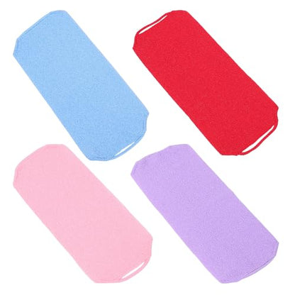 KESYOO 4pcs Exfoliating Washcloth Set for Back Washing, Body Scrubber Towels with Pull Strap, Fabric Material, Quick Drying and Extended Reach, for Home Bathroom Shower Use