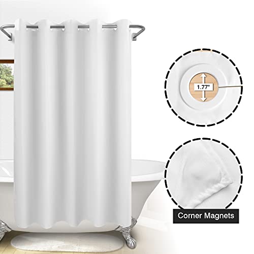 River Dream Extra Long Shower Curtain No Hooks or Liner Needed, White | Soft Microfiber, 84" Long Fabric Shower Curtain Set Waterproof, Bottom Magnets, Machine Washable, 71W x 86H(84H) - color: White, size: 71"W x 86"L (Pack of 1)
