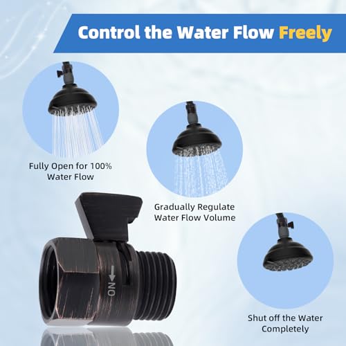 Hibbent All Metal 1 Pack Shower Head Flow Control Valve, G1/2 Brass Shut-off Valve with Handle Lever, Shut OFF Water Flow Control Regulator for Handheld Shower, or Bidet Sprayer, Oil-Rubbed Bronze - color: Oil Rubbed Bronze