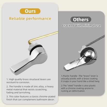 Universal Front Mount Metal Toilet Handle Replacement, Solid Brass, Chrome | Toilet Flush Handle Lever with Adjustable Stainless Steel Chain, Compatible with Kohler, American Standard, TOTO, Mansfield - color: Chrome, style: Front Mount Design