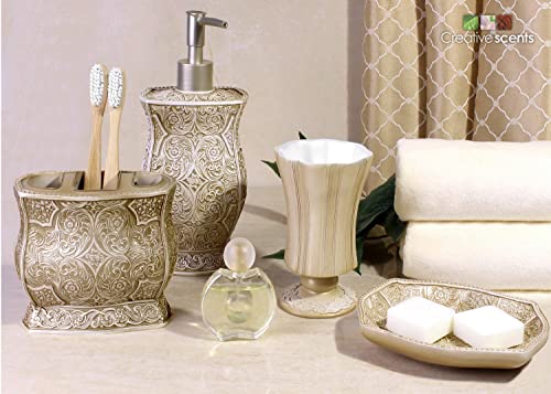 Creative Scents Victoria Liquid Hand Soap Dispenser for Bathroom with Pump | Decorative Beige Countertop Lotion Dispenser - style: Soap Dispenser