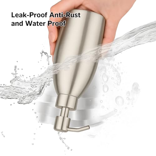 304 Stainless Steel Soap Dispenser 16oz Rust-Proof Liquid Soap Pump Bottle for Kitchen or Bathroom Countertop Hand Dish Lotion Leak-proof (Brushed Nickel) - color: Brushed Nickel