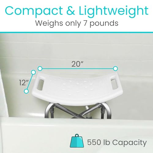 Vive Heavy Duty Bariatric Shower Chair | Bath Stool & Bathtub Seat for Inside Tub Elderly, Seniors, Handicap & Disabled Adults- Non-Slip, Adjustable, Supports 550 lbs - size: Bariatric