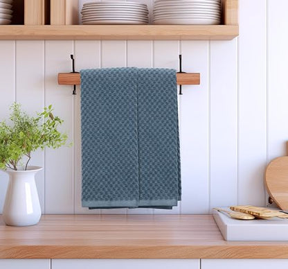 COTTON CRAFT Amazing Kitchen Towels - 8 Pack 100% Cotton Waffle Terry Towel | Blue - 16x28 inch Euro Café Waffle Weave Dish Towels - Soft Absorbent Quick Dry Low Lint Reusable Pantry Bar Cleaning Cloth - color: Blue, size: 8 Pack