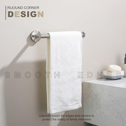 TASTOS Hand Towel Holder Towel Ring Brushed Nickel, Premium Stainless Steel Hand Towel Bar Heavy Duty Wall Mounted Modern Bath Accessories, 9 Inch Towel Rack for Bathroom Kitchen - color: Brushed Nickel