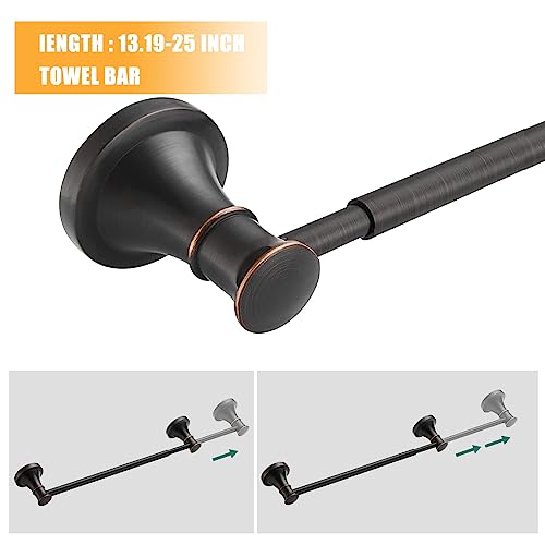 Hoimpro Oil Rubbed Bronze Bathroom Accessory Set, 4-Piece Wall Mount Hardware with Adjustable Towel Bar Rack, Towel Ring, Paper Towel Holder, Double Towel Hooks - color: Oil Rubbed Bronze