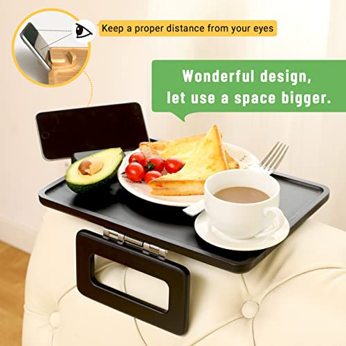 Smatdecis Couch Arm Tray Table Sofa Arm Clip, Armrest Tray Table Suitable for Home Drinks/Fast Food/Fruit Etc, Large Size Multi-Function Black(360° Rotating Stand A) - color: Black, size: 13" x 9.4"(360°A)