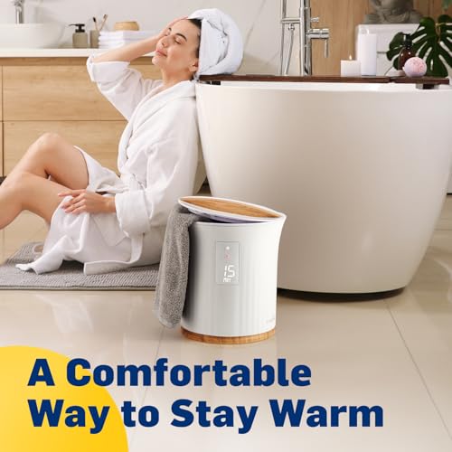 Live Fine Towel Warmer | Bucket Style Luxury Heater with LED Display, Adjustable Timer, Auto Shut-Off | Fits 40” x 70” Oversized Towel - color: White