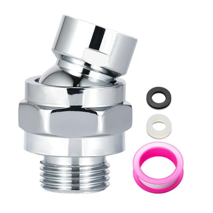 OFFO Shower Head Swivel Ball Adapter, All Metal Adjustable Shower Arm Extension Connector Universal Showering Component Solid Brass, Chrome - color: Chrome