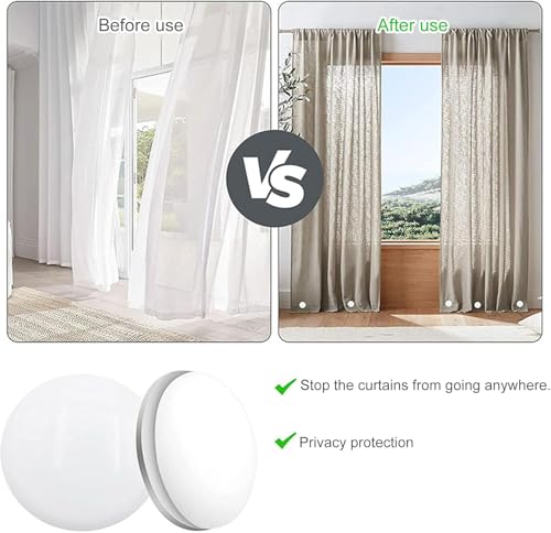 GANPUB 4 Pcs Magnetic Shower Curtain Magnets Weights Drapery Weights, Waterproof Heavy Duty Curtain Liners Weights Bottom, Bathroom Curtain Weight Clips, Shower Curtains, Hooks and Liners（White）
