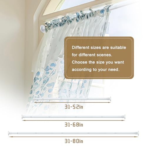 GXOACKJ White Shower Curtain Rods - 31-68 Inch Spring Tension Shower Rods for Bathroom, Adjustable, No Drilling, No Rust, Stainless Steel - color: White, size: 31-68