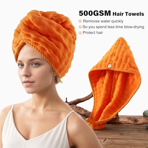 COZYART Lint Free 8 Pcs Bathroom Towels Set Ultra Soft Microfiber Orange | Ultra Fluffy, Thick, Highly Absorbent, Fast Dry, No Shedding, No Pilling, Fade Resistant, Durable, Long-lasting - color: Orange