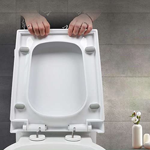 Toilet Seat Trapezoid with Quick Release Function, Toilet Seat Lid for Easy Cleaning and Installation with Dual Fixing and Adjustable Hinges - color: Pink