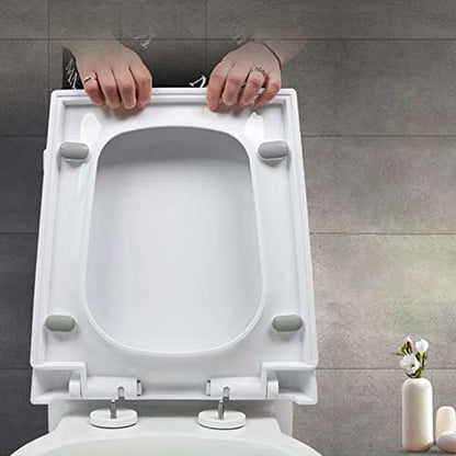 Toilet Seat Trapezoid with Quick Release Function, Toilet Seat Lid for Easy Cleaning and Installation with Dual Fixing and Adjustable Hinges - color: Pink