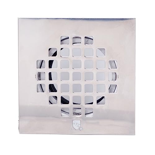 2" Sch 40 PVC Shower Drains W/ 4-1/4" Square Cover in Polished Chrome - color: Polished Chrome