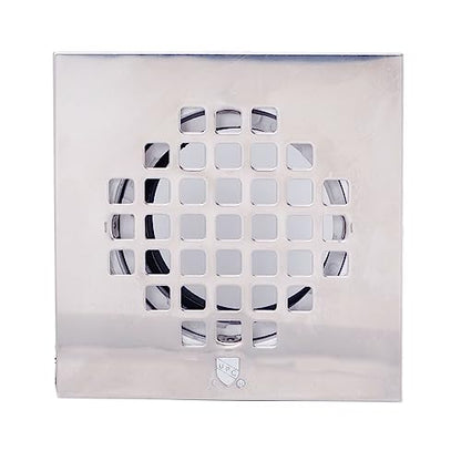 2" Sch 40 PVC Shower Drains W/ 4-1/4" Square Cover in Polished Chrome - color: Polished Chrome