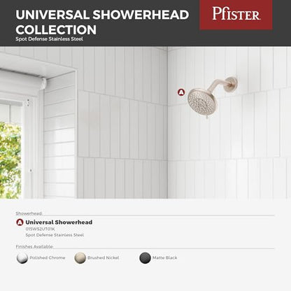 Pfister Universal Shower Head, Shower Arm Not Included, 5-Function, 1.75 GPM, Brushed Nickel Finish, 015WS2UT01K - color: Brushed Nickel