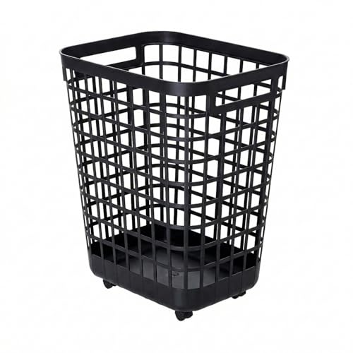 Heavy Duty Rolling Laundry Hamper with Wheels - 2.6 Bushel (90L+) Large Plastic Laundry Basket, Tall Ventilated Dirty Clothes Organizer for Bedroom, Bathroom & Dorm Room, No Assembly Required (Black) - size: Black