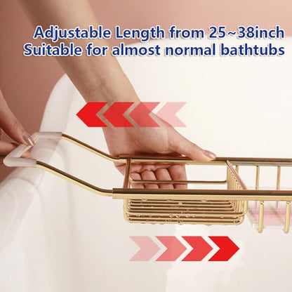 Bathtub Tray Caddy for Luxury Bath Expandable Bath Tub Tray (Copper) | Expandable Length,Extra Wide,2 Removeable Wine Glass Holder,Soap Accessaries Holder,Laptop Reading,Bath Tools Organize - color: Copper