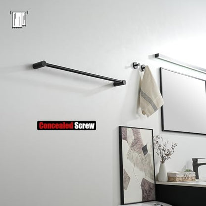 JQK Towel Bar Black, 26.5 Inch 304 Stainless Steel Thicken 0.8mm 2 Pieces Towel Rack Bathroom Wall Mount, Useable Length 24 Inch, TB610L24-PB - color: Black, size: 26.5 Inch