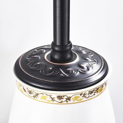 Oil Rubble Bronze Brass Bath Toilet Brush Holder Set, Wall Mounted Black Bathroom Hardware Accessories, Pattern Carving Design - color: Toilet Brush Holder Set