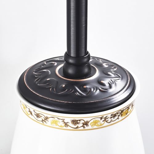Oil Rubble Bronze Brass Bath Toilet Brush Holder Set, Wall Mounted Black Bathroom Hardware Accessories, Pattern Carving Design - color: Toilet Brush Holder Set