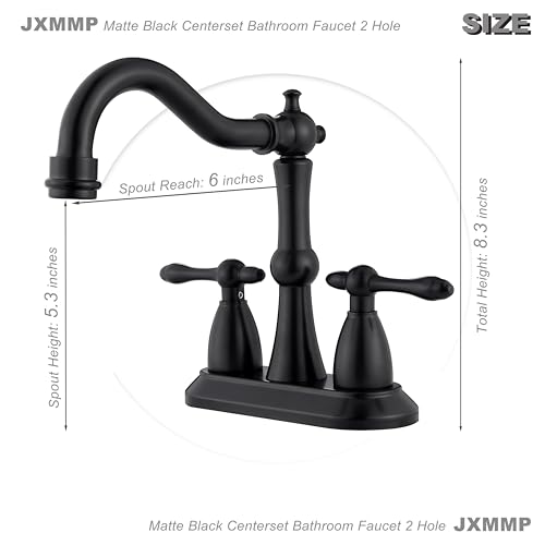 Matte Black Antique Bathroom Sink Faucet, Stainless Steel 4 inch Centerset Vanity Faucet with Drain and Supply Hose, Black Sink Faucet Bathroom 2 Hole - color: Matte Black