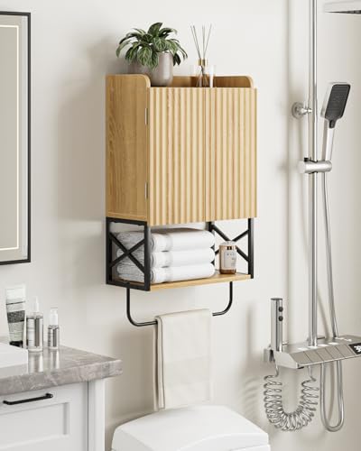 Masupu Bathroom Cabinet Wall Mounted, Wooden Medicine Cupboard with Adjustable Shelves, Space-Saving Wall Storage Unit for Bathroom, Kitchen and Living Room (9" D x 15.35" W x 27.16" H,Modern Oak) - color: Oak, style: Modern