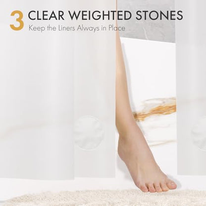 AmazerBath Shower Curtain Liner 2 Pack, 72 x 84 Inches PEVA Plastic Shower Liner with 3 Weighted Stones and 12 Rustproof Metal Grommet, Lightweight Waterproof Shower Curtain - Frosted - color: Frosted, size: 72"W x 84"L (Pack of 2)
