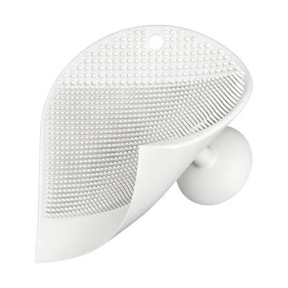 Shower Cleaning Brush Multifunction Silicone Cleaner Suction Cup | Dish Washing Brush with Squeegee for Indoor Home Apartment Bathroom Countertop Sink Shower Glass - color: White