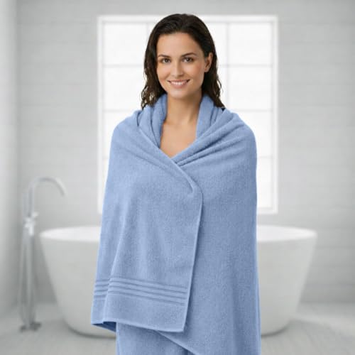 Light Blue Bath Towels for Bathroom – 100% Cotton, Thick, Soft, Luxury Bath Towels Set with 2 Extra Large Bath, 2 Hand, and 4 Washcloths – Plush, Absorbent, and Hotel-Quality Towels for Bathroom & Spa - color: Light Blue