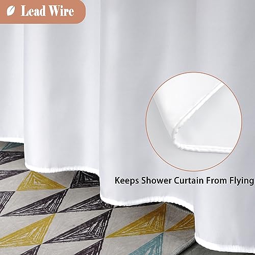 UFRIDAY Small Size 36x72 Inch Shower Curtain with Thin Mesh, Durable Fabric Bathroom Curtain with Hooks, Water Repellent,White - color: White, size: 36"W x 72"L (Pack of 1)