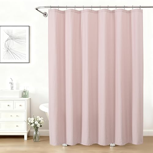 Aiyufeng Pink Shower Curtains for Bathroom，Dot Like Embossed Textured Waterproof Fabric Shower Curtain，Hotel Luxury Quality & Soft Cloth，Machine Washable，72Wx78L - color: Pink, size: 72"W x 78"L (Pack of 1)