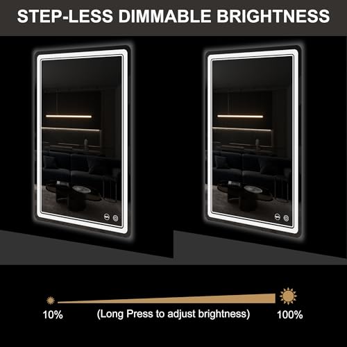 LED Bathroom Mirror with Lights, Anti-Fog, Dimmable, Lighted Bathroom Vanity Mirror for Wall, UL-Certified (24 x 36) - size: 24"L x 36"W