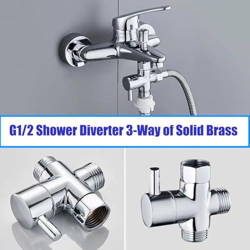 Sink Faucet Switch Valve Brass 3-Way Diverter Splitter G1/2 Adaptor - color: Metal Sliver
