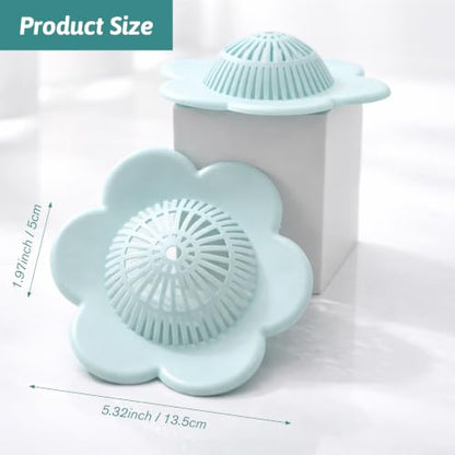 6 Pack Green Silicone Hair Catcher Shower Drain Covers with Suction Cups, Hair Stopper for Bathroom, Bathtub, and Kitchen Drains