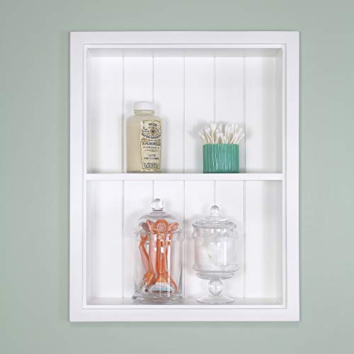 14x18 Sloane Recessed Wall Niche Medicine Cabinet Replacement, in The Wall Bathroom Cabinet Insert Shelf/Shelves, Made in North America, Real Wood, NO MDF, White Beadboard Back - color: White, size: 14x18