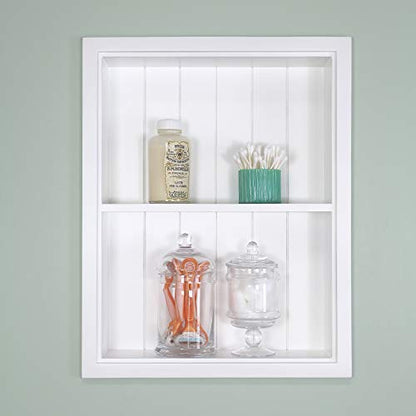 14x18 Sloane Recessed Wall Niche Medicine Cabinet Replacement, in The Wall Bathroom Cabinet Insert Shelf/Shelves, Made in North America, Real Wood, NO MDF, White Beadboard Back - color: White, size: 14x18