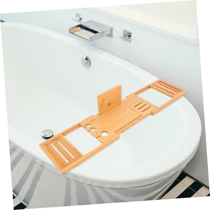 LIFKOME Bathtub Tray Expandable Bath Tub Table Bamboo Storage Rack for Bathroom Accessories