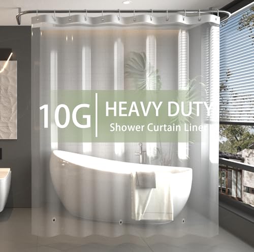 Heavy Duty Shower Curtain Liner Clear, Waterproof PEVA with 10 Rust Proof Grommets, 54" W x 72 L