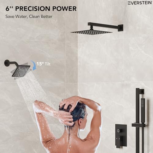 10" High-Pressure Rainfall Shower Faucet with Handheld Spray, Wall Mount Dual Shower Head System with Slide Bar (Matte Black) - color: Black, style: Wall Mount-with Slide Bar
