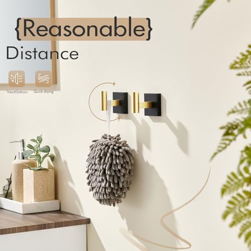 KOKOSIRI Robe Hooks for Bathrooms Towel Hook Wall Mounted Coat Hooks, Bathroom Hardware 2 Pack Black with Gold Stainless Steel B1013GDK-P2 - color: Black Gold, size: 2 Pack