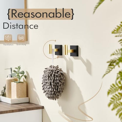KOKOSIRI Robe Hooks for Bathrooms Towel Hook Wall Mounted Coat Hooks, Bathroom Hardware 2 Pack Black with Gold Stainless Steel B1013GDK-P2 - color: Black Gold, size: 2 Pack