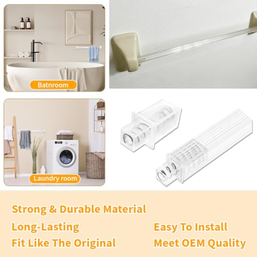 2 Pack 24 Inch Clear Bathroom Towel Bar Replacement Rod Spring End Wall-Mounted Replacement for Bathroom & Kitchen Towel Storage - color: Transparent