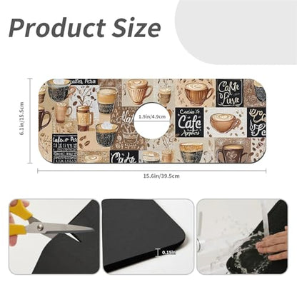 Kitchen Sink Splash Guard，-coffee Faucet Mat Sink Gadgets-Super Absorbent Fast Drying Mat Drip Catcher for Kitchen, Bathroom,Sink Mat, Dish Drying Mat, Bathroom(15" X 5.5" ) - color: -coffee