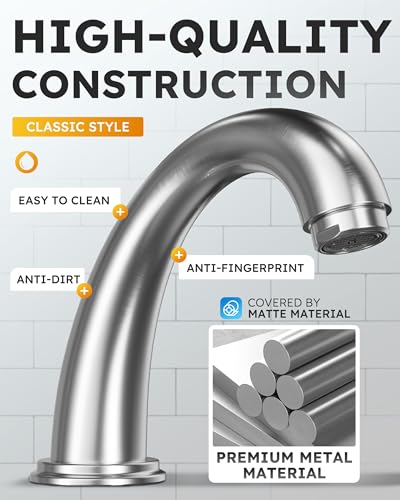 WOWOW Widespread Bathroom Faucet 2 Handle 3 Hole Solid Brass Stainless Steel Vanity Lavatory Bathroom Basin Brushed Nickel Sink Faucets with Pop Up Drain Stopper - color: Brushed Nickel